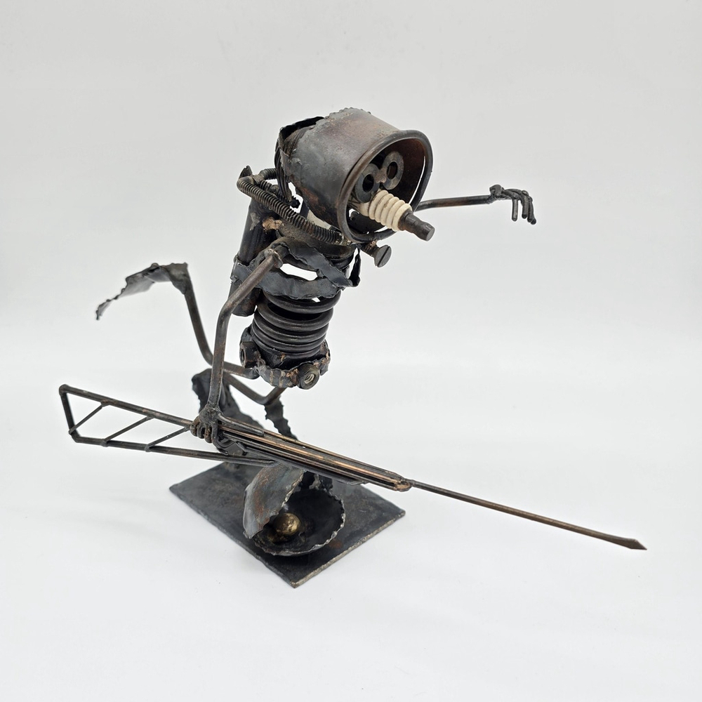 Vintage Welded Metal Diver Sculpture Signed K Moore 1971 - Picture 10 of 16